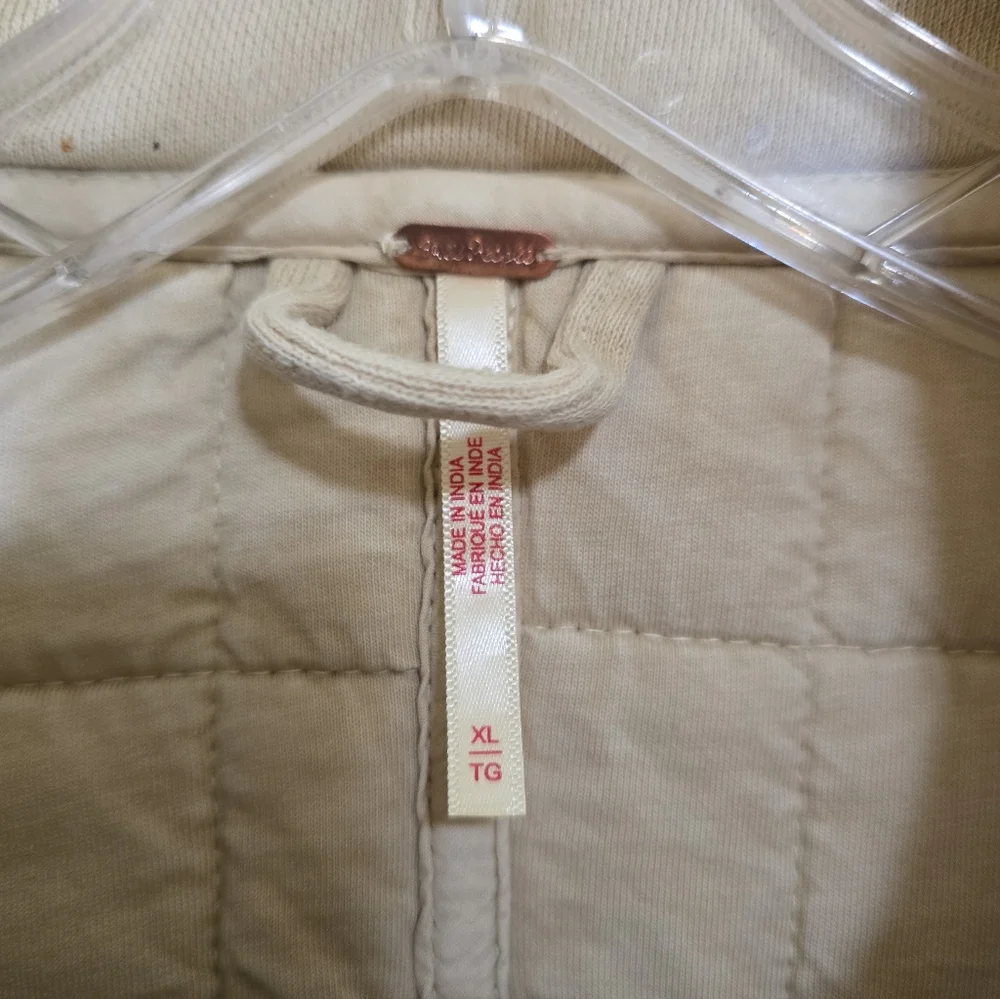 Free People Dolman Quilted Knit Jacket In Vanilla Creme XL Oversized Casual - Picture 12 of 15